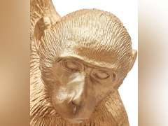 Monkey Pendant Light Vintage Resin Monkey Chandelier Hemp Rope Industrial Hanging Light Fixture (Gold) 67
