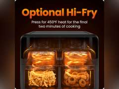 CHEFMAN 6 Quart Dual Basket Air Fryer Oven with Easy View Windows, Sync Finish, Hi-Fry, Auto Shutoff, 2 Independent 3Qt Nonstick Dishwasher Safe Frying Baskets, Digital Double Air Fryer - Black 90