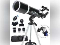 Telescope for Adults & Beginner Astronomers - 80mm Aperture 600mm Fully Multi-Coated High Transmission Coatings with AZ Mount Tripod Phone Adapter, Carrying Bag, Wireless Control. 90