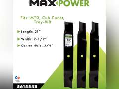 MaxPower 561554 (3) Blade Set for 60" Cut MTD, Cub Cadet, and Troy-Bilt Replaces OEM #942-04115 45