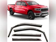 Voron Glass in-Channel Extra Durable Rain Guards for Trucks Dodge RAM 1500 2019-2025 Crew Cab, Window Deflectors, Vent Window Visors, 4 Pieces - 220159 60