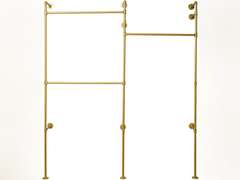 Floor Stand Garment Rack,3 Shelves Clothes Organizer,Wall Mount Clothes Display Holder 74.01" Iron Closet Storage (Gold) 98