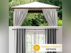 Kenney Adler Indoor/Outdoor Black Curtain Rod, Adjustable Curtain Rod for Windows 28 to 48 Inches, Outdoor Curtain Rod for Patio, Textured Pipe Industrial Curtain Rod 17
