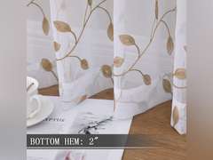 Tollpiz Leaves Short Sheer Curtains Taupe Leaf Embroidery Bedroom Curtain Rod Pocket Voile Faux Linen Embroidered Leaves Curtains for Living Room, 54 x 45 inches Long, Set of 2 Panels 20
