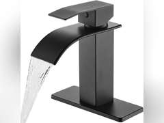 Bathroom Faucet Matte Black Modern Waterfall Bathroom Sink Faucet with Single Handle Suitable for 1 or 3 Holes,Supply Deck Plate and Hose 23