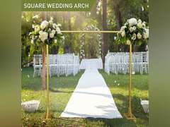 8.2FT Heavy Duty Adjustable Backdrop Stand Kit - Square Wedding Arch & Balloon Arch for Photo Booth Background, Baby Shower, Birthday Party Decorations (Portable Frame) (Gold,8.2X 8FT) 57