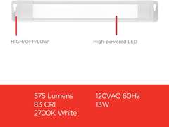 UltraPro 18 inch Plug-in Linkable Under Cabinet Lights, High/Low/Off, Warm White Light (2700K), LED Under Cabinet Lighting, Under Counter Lights for Kitchen, 44106 34