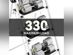 KINGRACK 3 Step Ladder, Folding Ladder with Non-Slip and Wide Pedal, Small Ladder with Handle, Heavy Duty Steel Ladder, Lightweight and Portable Step Ladder, White 89