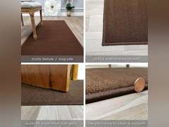 Custom Size Brown Solid Plain Rubber Backed Non-Slip Hallway Stair Runner Rug Carpet 22 inch Wide Choose Your Length 22in X 6ft 33