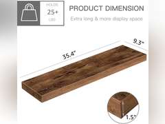 QEEIG Bathroom Shelves 36 inches Long Floating Shelf for Wall 36 x 9 inch Set of 2, Rustic Brown (008-90BN) 65