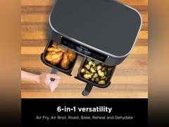 Ninja DZ201 Foodi 8 Quart 6-in-1 DualZone 2-Basket Air Fryer with 2 Independent Frying Baskets, Match Cook & Smart Finish to Roast, Broil, Dehydrate & More for Quick, Easy Meals, Grey 199