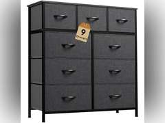 (Similar)9 Drawers Dresser for Bedroom, Fabric Storage Tower for Living Room, Entryway - Sturdy Steel Frame, Wooden Top & Easy Pull Fabric Bins 55