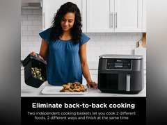 Ninja DZ201 Foodi 8 Quart 6-in-1 DualZone 2-Basket Air Fryer with 2 Independent Frying Baskets, Match Cook & Smart Finish to Roast, Broil, Dehydrate & More for Quick, Easy Meals, Grey 199