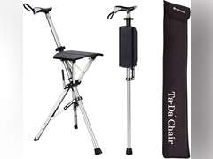 STEP2GOLD Ta-Da Chair, Portable Trekking Hiking Pole, Folding Walking Stick with Seat, Walking Cane with Chair, Foldable Chair, Lightweight Aluminum, Easy Carry and Storage, Anti-Slip 159