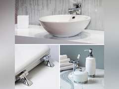 MAYFAIR 844CP 000 Edgewater Toilet Seat with Chrome Hinges will Never Come Loose, ROUND, Durable Enameled Wood, White 32