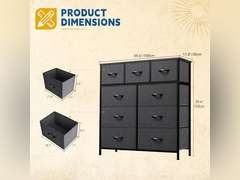 (Similar)9 Drawers Dresser for Bedroom, Fabric Storage Tower for Living Room, Entryway - Sturdy Steel Frame, Wooden Top & Easy Pull Fabric Bins 55