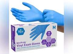 MED PRIDE Disposable Multipurpose Hand Protection Nitrile-Vinyl Blend Exam Gloves, Medium 100 - Powder, Latex & Rubber Free - Single Use Non-Sterile Protective Gloves 9