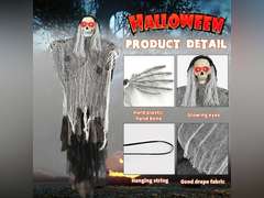Halloween Hanging Grim Reapers, 47 inch and 2 x 35 inch, Skeleton Flying Ghosts, Haunted House Prop Decor, Indoor/Outdoor 21