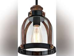 Westinghouse 6356300 One-Light Indoor Mini Pendant, Oil Rubbed Bronze Finish with Barnwood Accents and Clear Seeded Glass 96