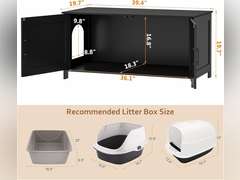 Homhedy 39.4" L Cat Litter Box Enclosure, Pet House with Barn Door, Wooden Cat Washroom Furniture,Fit Most of Litter Box, Black 90