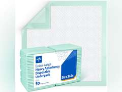 Medline Industries MSC282070LB Protection Plus Polymer Underpads, Super Absorbency, 36-Inch X 36-Inch, Green (Pack of 50) 45