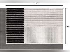 Modern Micro Loop Indoor Area Rugs for Living Room Bedroom Kitchen Geometric Striped Black-White 8x10 Luxury Durable Low and High Pile Non-Shedding Stain Resistant Soft Area Carpet 6*9 190