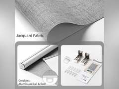 GENIMO 100% Blackout Roller Window Shades, Window Blinds Cordless with Thermal Insulated, UV Protection Fabric, French Door Blinds for Bedroom, Home, Office, Easy to Install, Grey, 31" W X 75" H 42