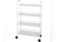 Richards 4-Tier Rolling Utility Cart Multipurpose Metal Roller Cart & Organizer, White 90