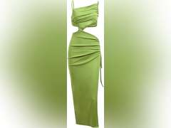 Seyumixi Women Hollow Out Long Dress Bodycon Backless Maxi Dress V Neck Spaghetti Strap Cocktail Dress S 16