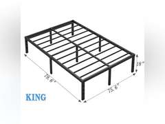 Metal Bed Frame,King Size Bed Frame with Storage Space,Heavy Duty Sturdy Mattress Foundation,Easy Assembly,No Box Spring Needed, Black,18 Inch,King 70