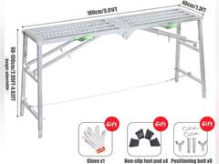 Scaffolding Equipment, Portable Folding Scaffolding, Multipurpose Work Platform Scaffold Tower Ladder Stool Work Bench, 882 Lbs Load, Galvanized Steel (Size : 5.91ft) 113