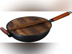 Wok - Traditional Hand Hammered Carbon Steel Pow Wok and Steel Helper Handle-13.7inch 128