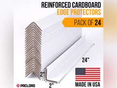 24" x 2" x 2" Reinforced Cardboard Edge Protectors, White (Pack of 24) 0.225" Thick Extra Heavy-Duty Cardboard Corner Protectors American Quality V-Board Pallet Edge Protectors 40