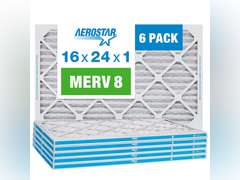Aerostar 16x24x1 MERV 8 - 6 Count - Pleated HVAC, Furnace & Air Conditioner Filters - Removes Dust, Lint, Mold & Allergy-Causing Pollen 33