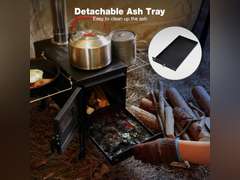REDCAMP Hot Tent Stove, Camping Wood Stove Alloy Steel Wall Tent Stove, Portable Wood Burning Stove with Stainless Steel Sectional Chimney Pipes and 3 Pcs Tent Ropes for Camping, Cooking, Ice Fishing 112