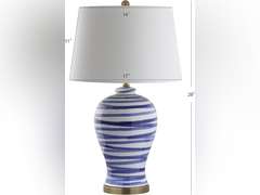 JONATHAN Y JYL3016A Joelie 29" Ceramic LED Table Lamp Coastal Traditional Bedside Desk Nightstand Lamp for Bedroom Living Room Office College Bookcase LED Bulb Included, Blue/White 224