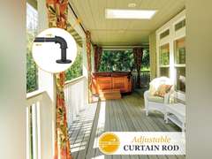 Kenney Adler Indoor/Outdoor Black Curtain Rod, Adjustable Curtain Rod for Windows 28 to 48 Inches, Outdoor Curtain Rod for Patio, Textured Pipe Industrial Curtain Rod 17