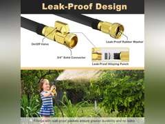 Garden Hose 100 FT Lightweight No-Kink Water Hose with 10 Functions Spray Nozzle and 3/4" Brass Connectors, Flexible, Leakproof, for Lawn Watering, Floor Cleaning, and Car Washing, Black 26