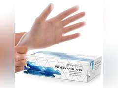 Powder Free Disposable Gloves Large -100 Pack -Clear Vinyl Medical Exam Gloves 10