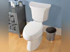 Mayfair Cassel Slow Close Toilet Seat, Easy Clean, Non Slip Premium Wood Seat, Easy Install, Made in USA, Round, White 38