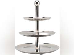 Stainless Steel Tiered Tray Stand, Large Capacity Multi Functional Cupcake Tower, Cake Pop Fruit Pastry 3 Tier Serving Tray for Home Parties Bars Silver (Stainless Steel 2) 34