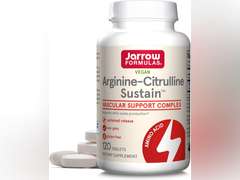 Jarrow Formulas Arginine-Citrulline Sustain , Dietary Supplement, Vascular Support Complex for Nitric Oxide Production and Cardiovascular Health, 120 Tablets, 60 Day Supply, exp 06/27 23