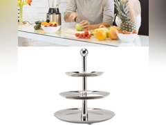 Stainless Steel Tiered Tray Stand, Large Capacity Multi Functional Cupcake Tower, Cake Pop Fruit Pastry 3 Tier Serving Tray for Home Parties Bars Silver (Stainless Steel 2) 34