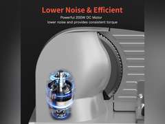 Meat Slicer, 200W Meat Slicer Machine for Home, DC Motor Quiet Deli Slicer with 2 Removable 7.5' Stainless Steel Blades, Adjustable Dial for 0-15mm, Electric Food Slicer for Meat, Cheese, Bread 129