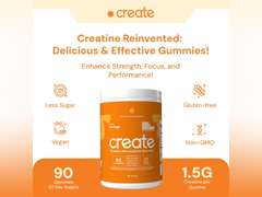Create Creatine Monohydrate Gummies for Men & Women, Boost Focus, Strength, and Endurance, Anti-Melting Formula, Vegan, Gluten-Free, Non-GMO, 1.5g of Creatine per Gummy (Orange, 90 ct) 50