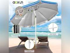Aoxun Beach Umbrella with Tilt Pole, Portable Sand Anchor and Carry Bag, UPF 50+ Sun Shelter Air Vents Design for Outdoor Activities (Navy Blue & White), 6.5ft(similar model) 32