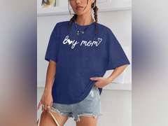 MNLYBABY Boy Mom Shirts for Women Oversized Mama T-Shirt Mom Life Gift for Mama Letter Print Causal Crew Neck Tops size L 10