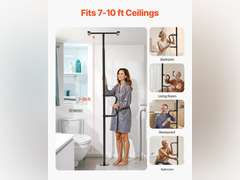 VEVOR Floor-to-Ceiling Transfer Pole, Tension Mounted Bathroom Grab Bar with Anti-Slip Curve Handle, 300 Lbs Capacity Security Pole for Elderly, Ideal Senior Safety Pole for 7-10 Ft Ceilings, Black 126