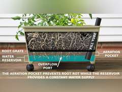 Emsco Group City Pickers 24.5 in. X 20.5 in. Patio Raised Garden Bed Grow Box Kit with Watering System and Casters in Sandstone 80