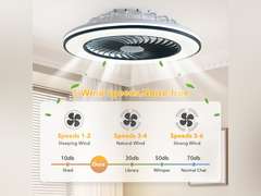 Low Profile Ceiling Fans with Lights, 22 Caged Modern Flush Mount Ceiling Fan with LED Light, Housing Finish Black, RGB Back Light (similar model) see pictures 160
